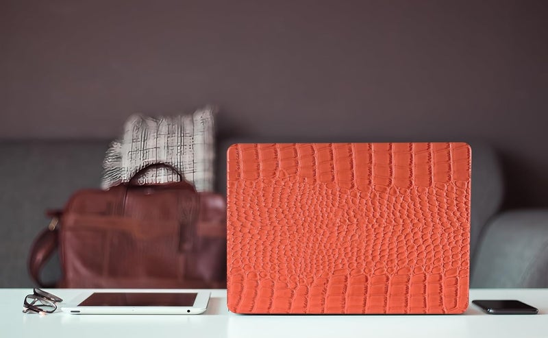 KEROM Compatible with Crocodile MacBook Air 13 Inch Case 2025-2022 M4 M3 M2 A3240 A3113 A2681, Textured Elegant Luxury Aligator Skin Snakeskin PU Leather Hardshell Case & Keyboard Cover, Orange - Image 4